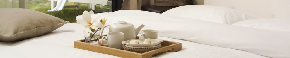 Bed with a breakfast tray